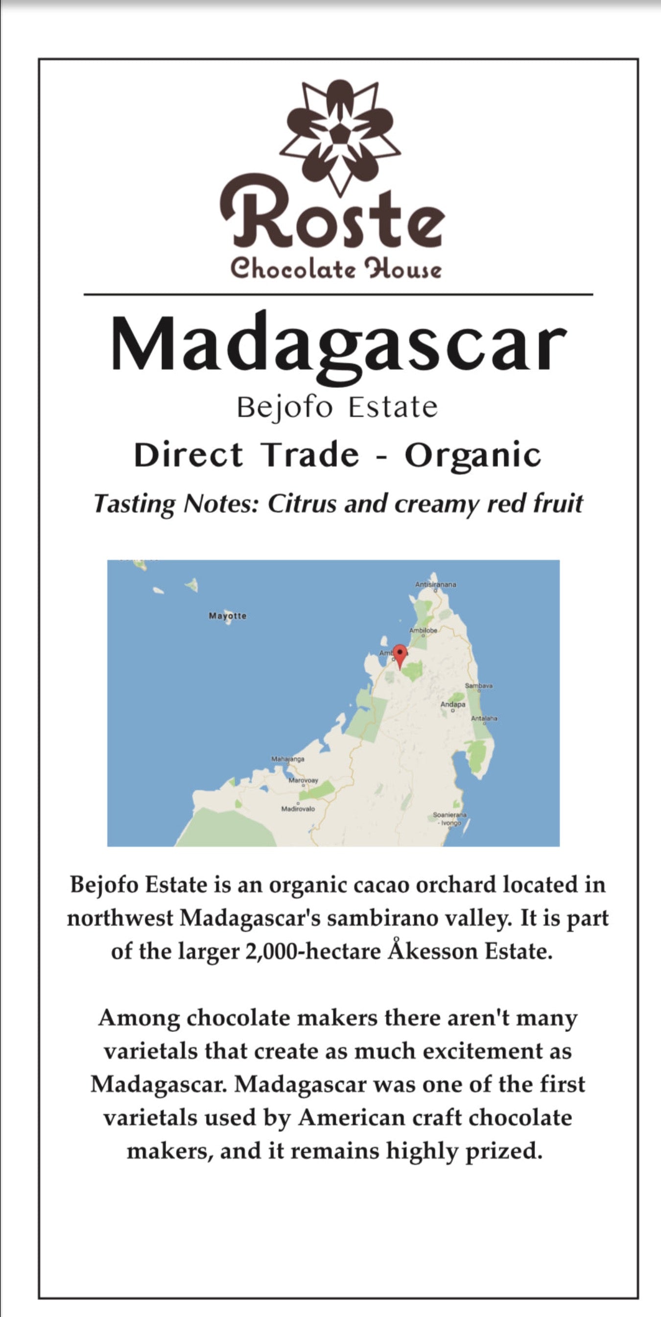 Single Origin Chocolate Bar - Madagascar Bejofo Estate